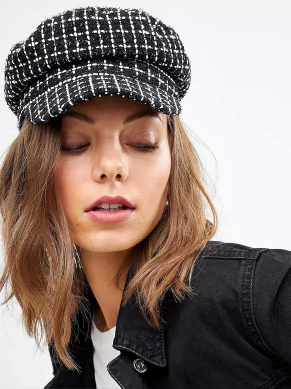 SAN DIEGO HAT COMPANY Cabbie Newsboy Hat Woman Woven Cloth Cap